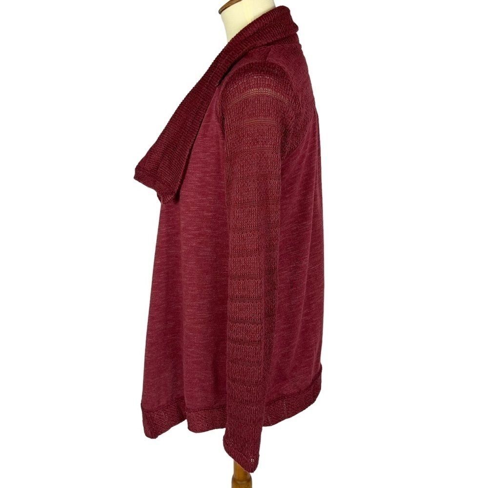 Lucky Brand Waterfall Wrap Burgundy Knit Cardigan Sweater Women’s Small - Picture 6 of 12